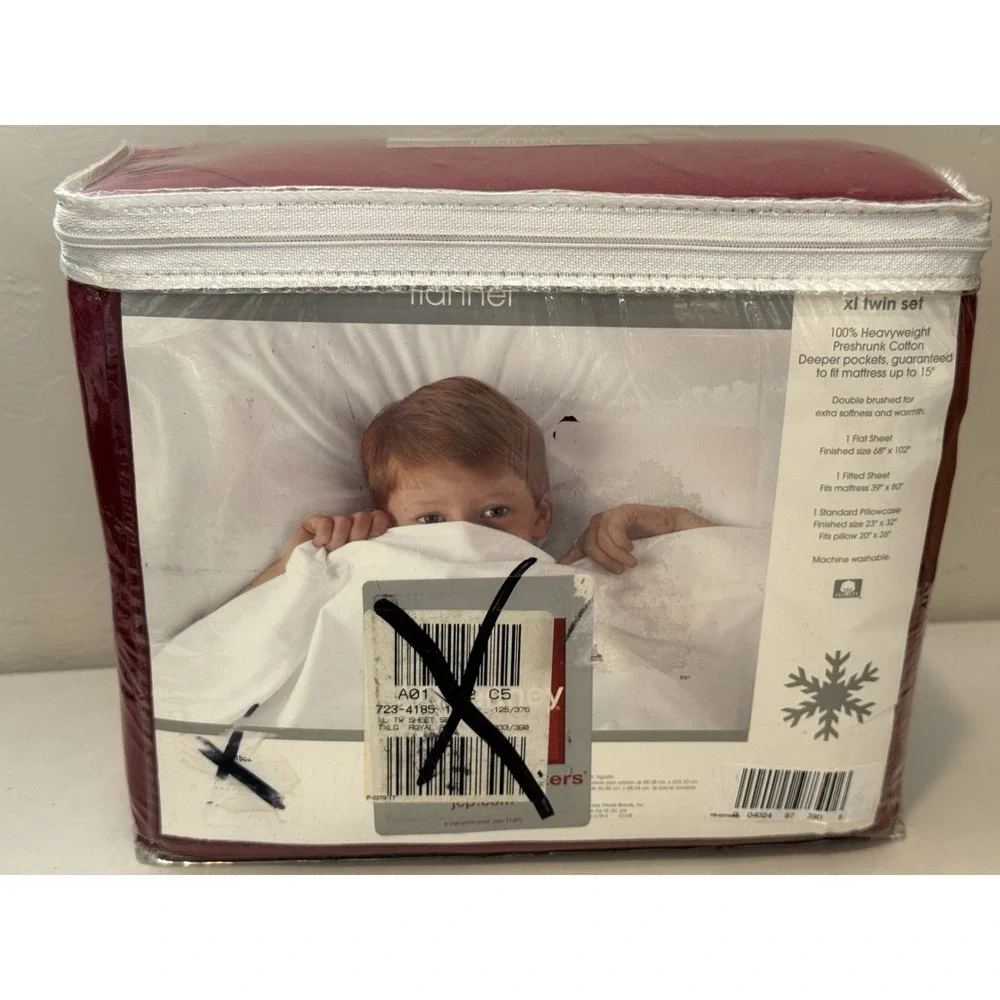Home Collection Flannel Twin XL 100%‎ Cotton Flannel Sheet Set NEW Red